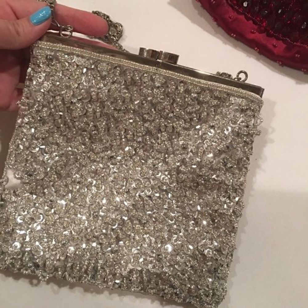 Cache Silver Sequin & Bead Square Purse - Picture 3 of 4